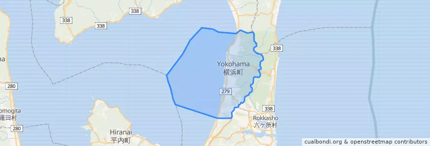 Mapa de ubicacion de 横浜町.