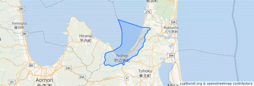 Mapa de ubicacion de 野辺地町.