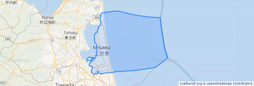 Mapa de ubicacion de 三沢市.