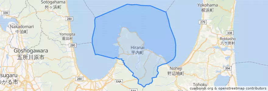 Mapa de ubicacion de 平内町.