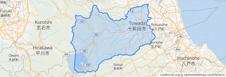 Mapa de ubicacion de Towada.