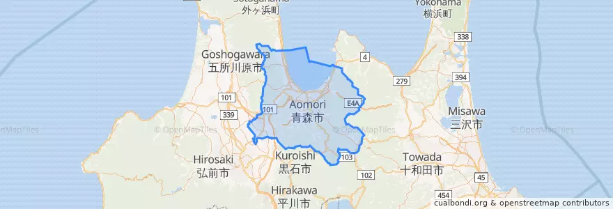 Mapa de ubicacion de 青森市.