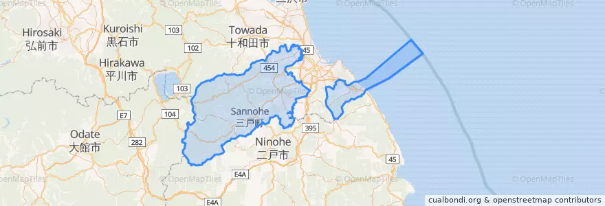 Mapa de ubicacion de Sannohe County.