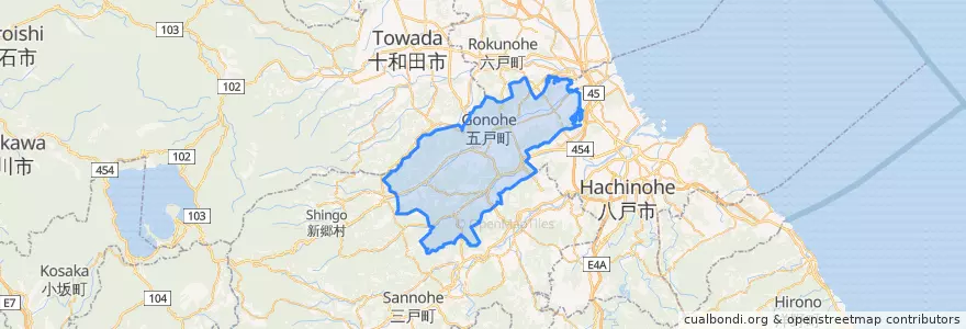 Mapa de ubicacion de 五戸町.