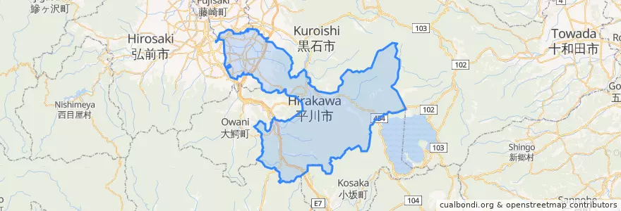 Mapa de ubicacion de 平川市.