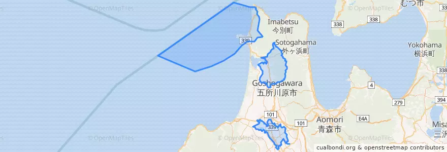 Mapa de ubicacion de 北津軽郡.