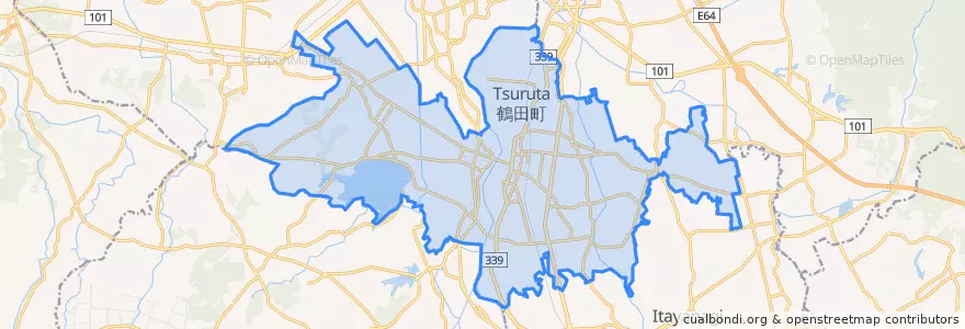 Mapa de ubicacion de 鶴田町.
