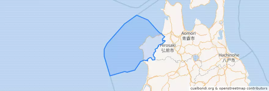 Mapa de ubicacion de Nishitsugaru County.