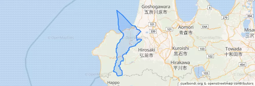 Mapa de ubicacion de Ajigasawa.