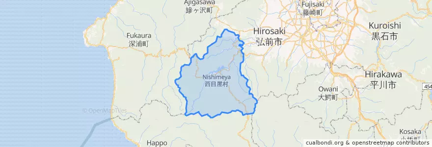 Mapa de ubicacion de 中津軽郡.