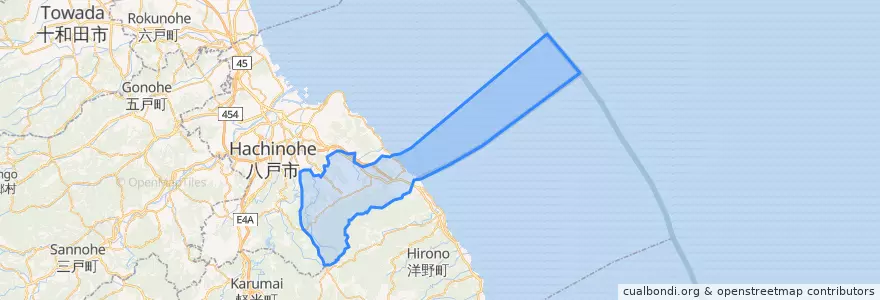 Mapa de ubicacion de 階上町.