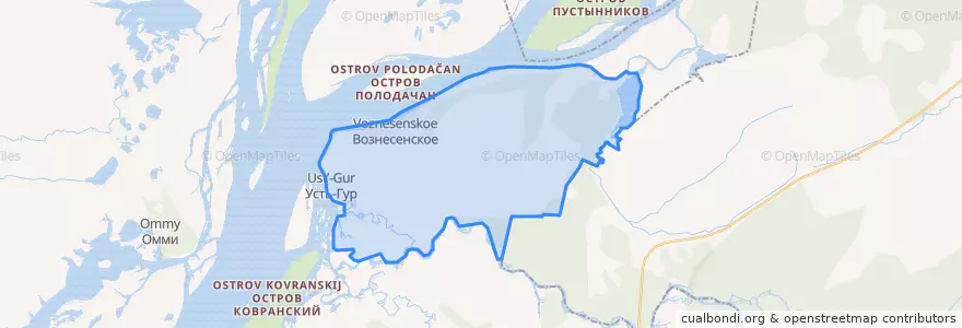 Mapa de ubicacion de Вознесенское сельское поселение.