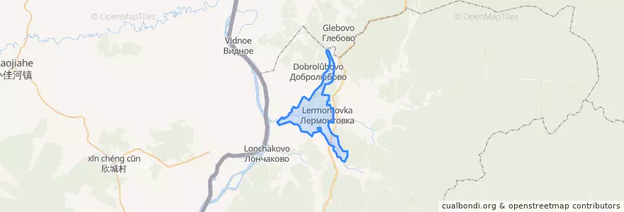 Mapa de ubicacion de Лермонтовское сельское поселение.