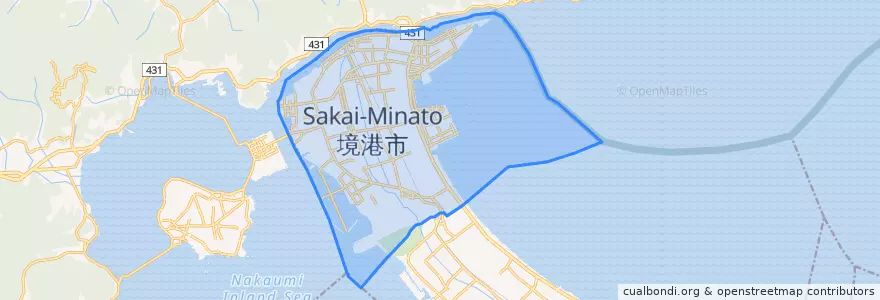 Mapa de ubicacion de 境港市.