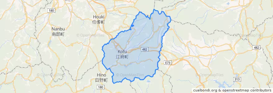 Mapa de ubicacion de 江府町.