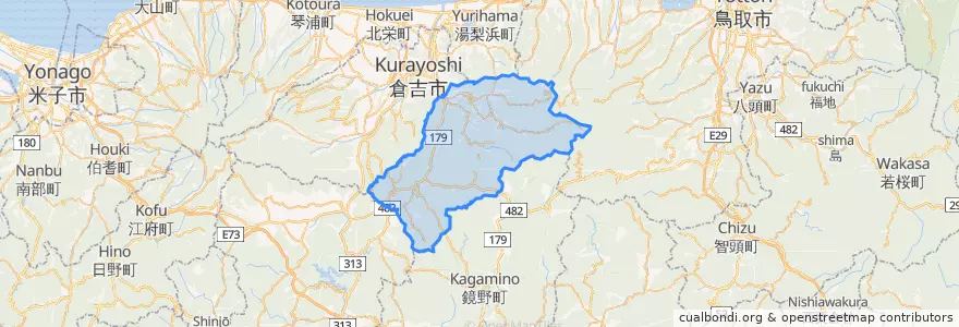 Mapa de ubicacion de 三朝町.
