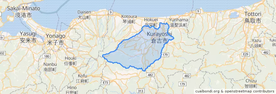 Mapa de ubicacion de Kurayoshi.