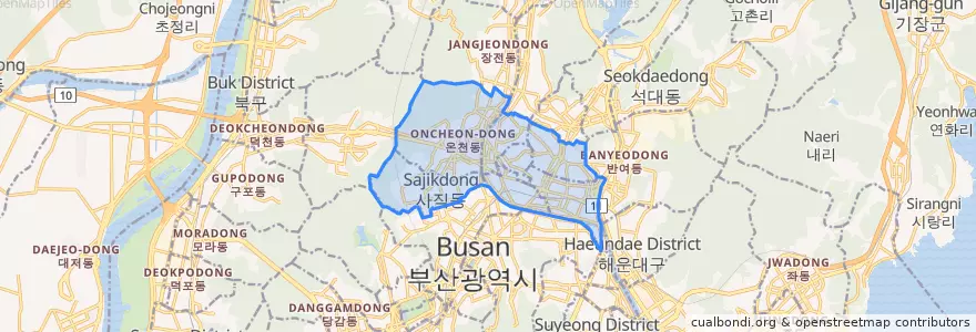 Mapa de ubicacion de 동래구.
