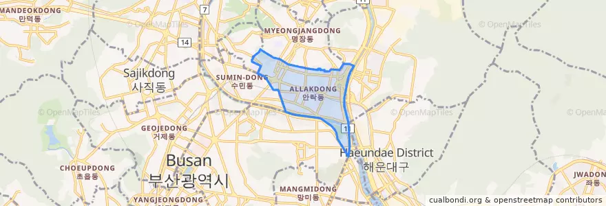 Mapa de ubicacion de 안락동.