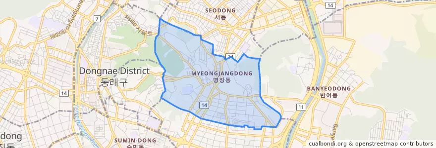 Mapa de ubicacion de Myeongjang-dong.