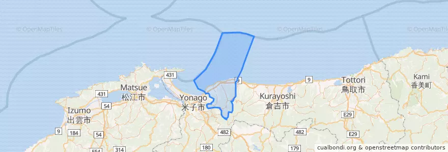 Mapa de ubicacion de 大山町.
