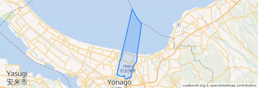 Mapa de ubicacion de 日吉津村.