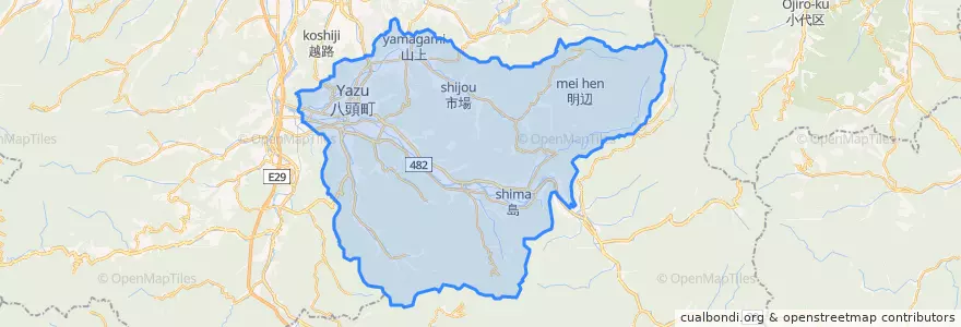 Mapa de ubicacion de 八頭町.