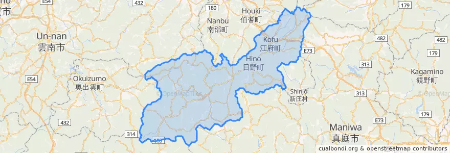 Mapa de ubicacion de 日野郡.