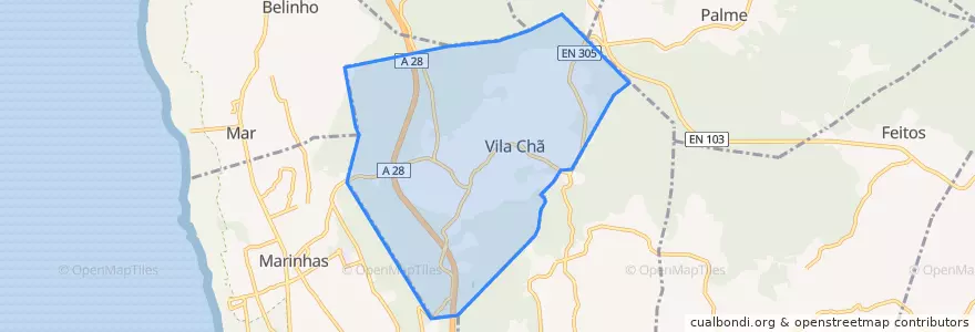 Mapa de ubicacion de Vila Chã.