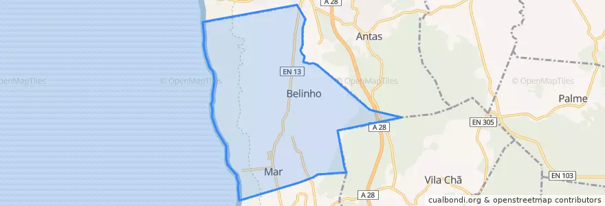 Mapa de ubicacion de Belinho e Mar.