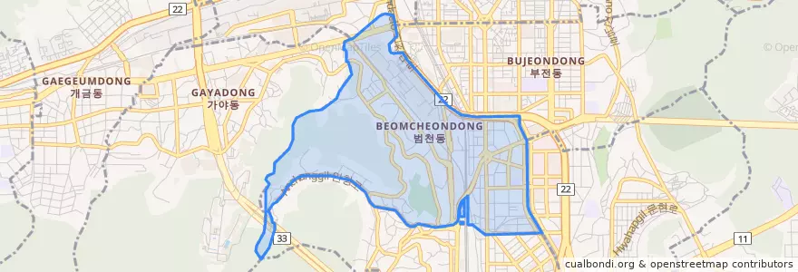 Mapa de ubicacion de Beomcheon-dong.
