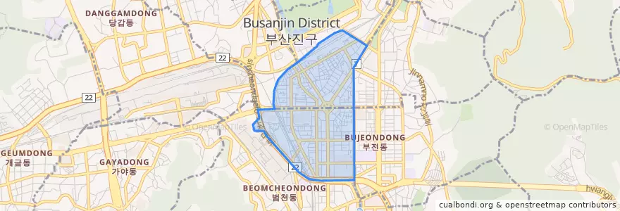 Mapa de ubicacion de 부전동.