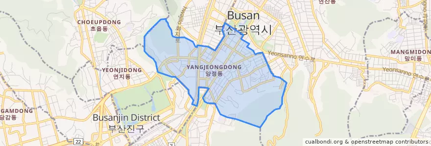Mapa de ubicacion de Yangjeong-dong.