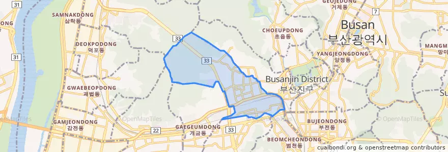 Mapa de ubicacion de 당감동.