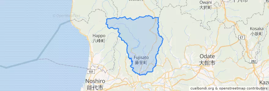 Mapa de ubicacion de 藤里町.