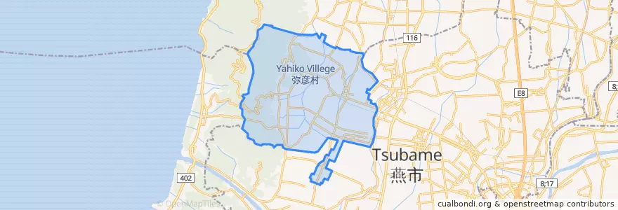 Mapa de ubicacion de 西蒲原郡.