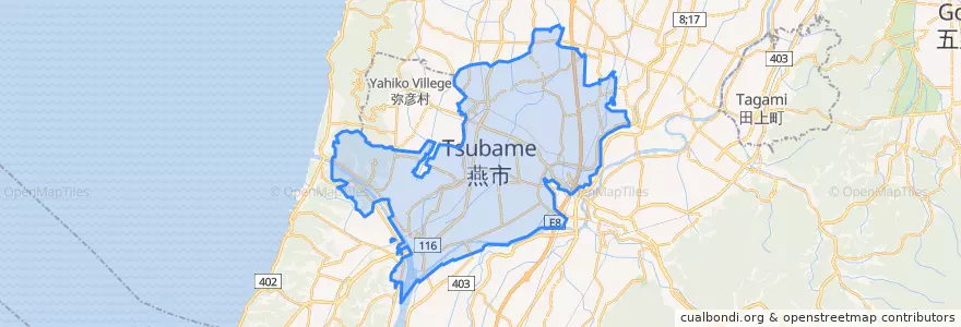 Mapa de ubicacion de Tsubame.