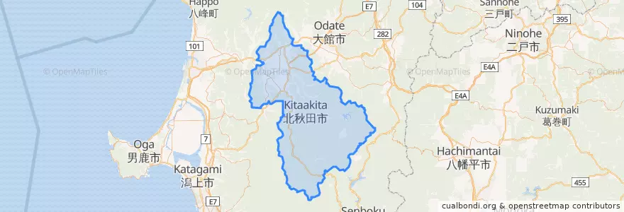 Mapa de ubicacion de 北秋田市.
