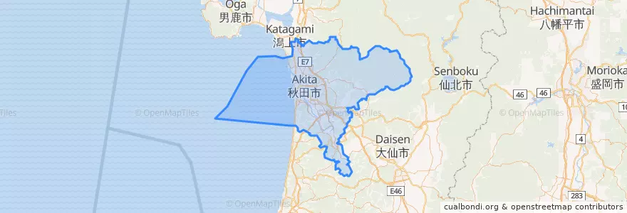 Mapa de ubicacion de 秋田市.