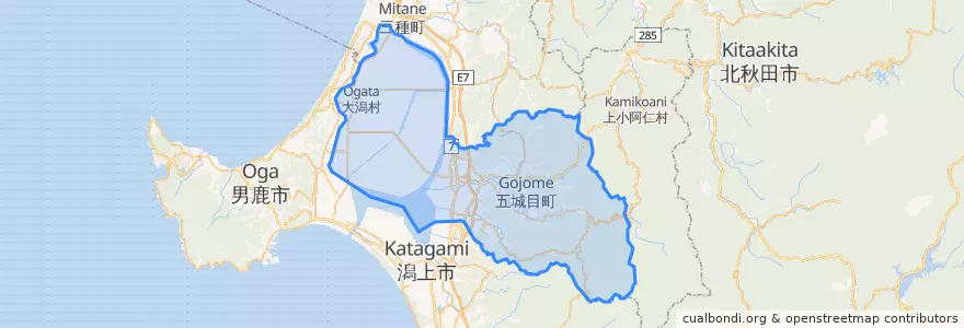 Mapa de ubicacion de 南秋田郡.
