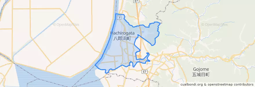 Mapa de ubicacion de 八郎潟町.