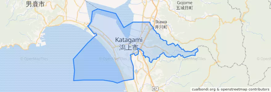 Mapa de ubicacion de 潟上市.