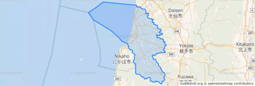 Mapa de ubicacion de Yurihonjo.
