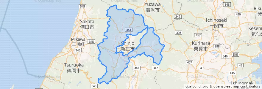 Mapa de ubicacion de 最上郡.