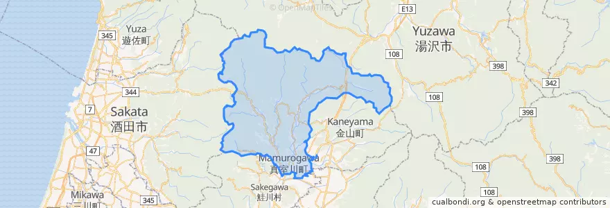 Mapa de ubicacion de 真室川町.