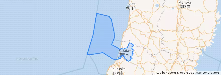 Mapa de ubicacion de 酒田市.