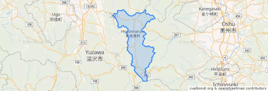 Mapa de ubicacion de 東成瀬村.