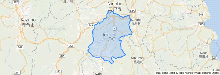 Mapa de ubicacion de Ninohe County.