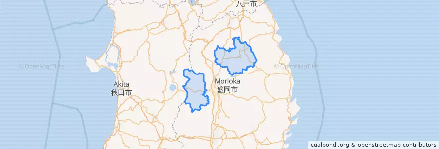 Mapa de ubicacion de Iwate County.