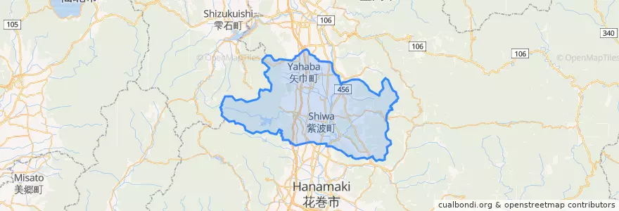 Mapa de ubicacion de 紫波郡.